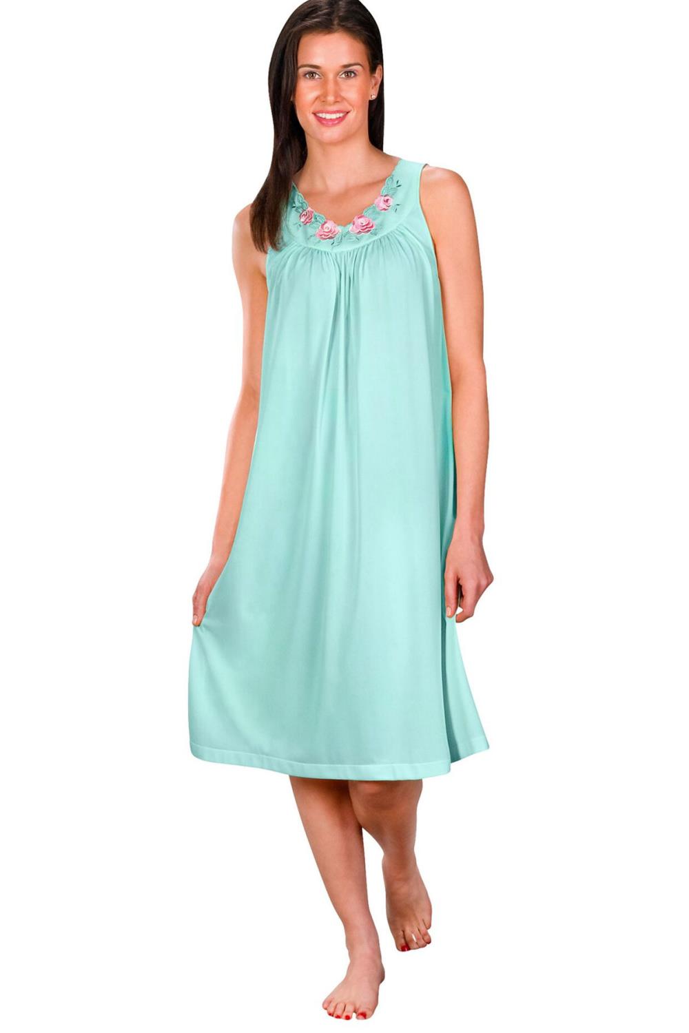 Shadowline Petals Short Sleeveless Nightgown, Seafoam