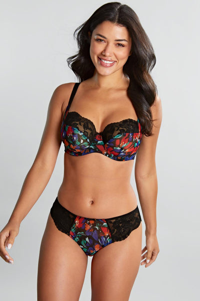 Panache Nina Brazilian Panty, Black/Floral (10942)