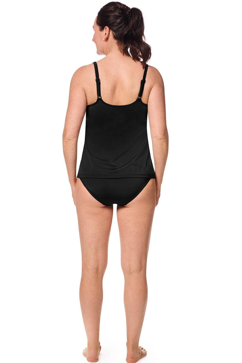 Amoena Ravello Mastectomy A-Line Tankini Top, Black/Silver (71733)