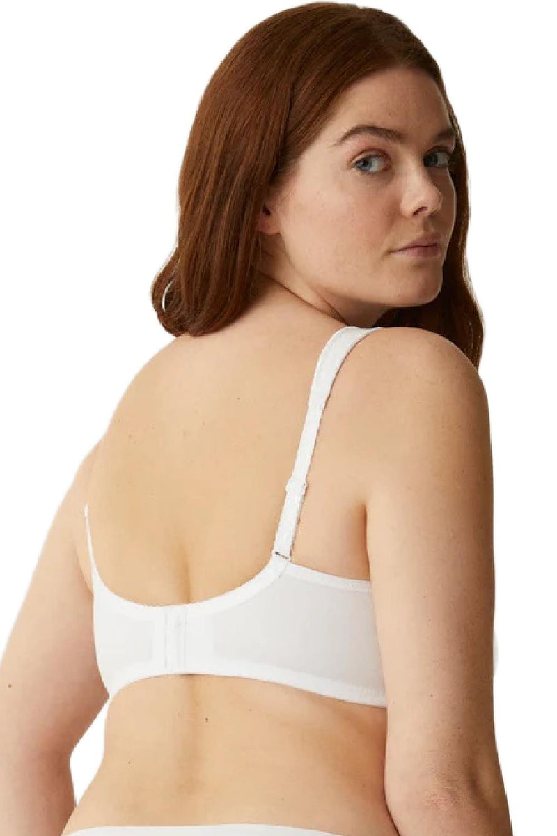 Naturana Heritage Minimizer and Side Smoother Wireless 90% Cotton Bra, White (5332)