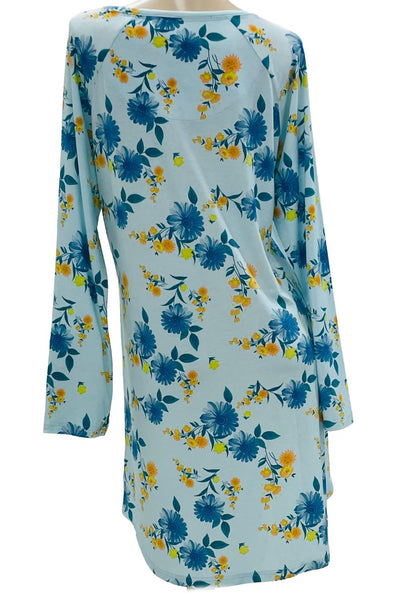 Cool Girl Blue Bells & Bliss Long Sleeve Night Shirt, Blue Floral (225201)