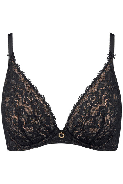 Aubade Rosessence Underwired Triangle Plunge Bra, Black (2KF12)