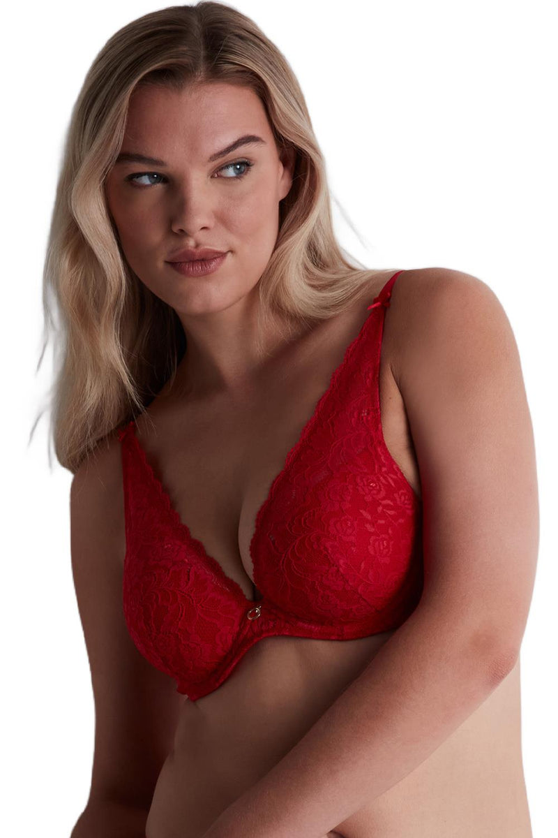 Aubade Rosessence Shoulder Plunge Push-Up Bra, Rouge Gala (2KN81)