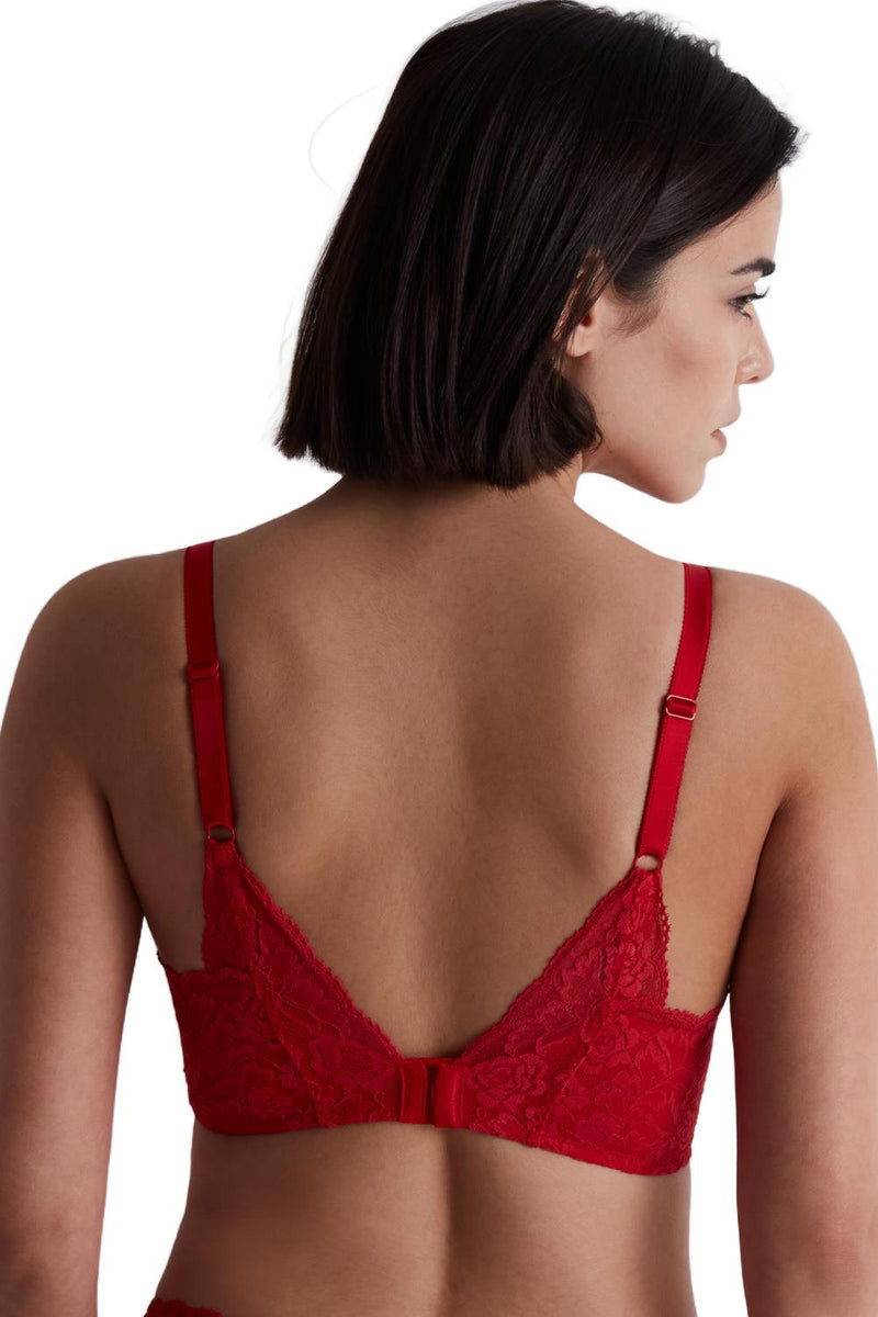 Aubade Rosessence Underwired Triangle Plunge Bra, Rouge Gala (2KF12)