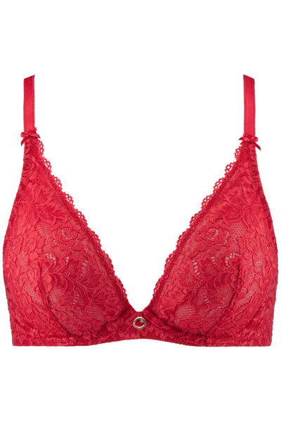 Aubade Rosessence Underwired Triangle Plunge Bra, Rouge Gala (2KF12)