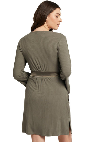 Fleur't Whisper Pointelle Robe, Dusty Olive (6312)