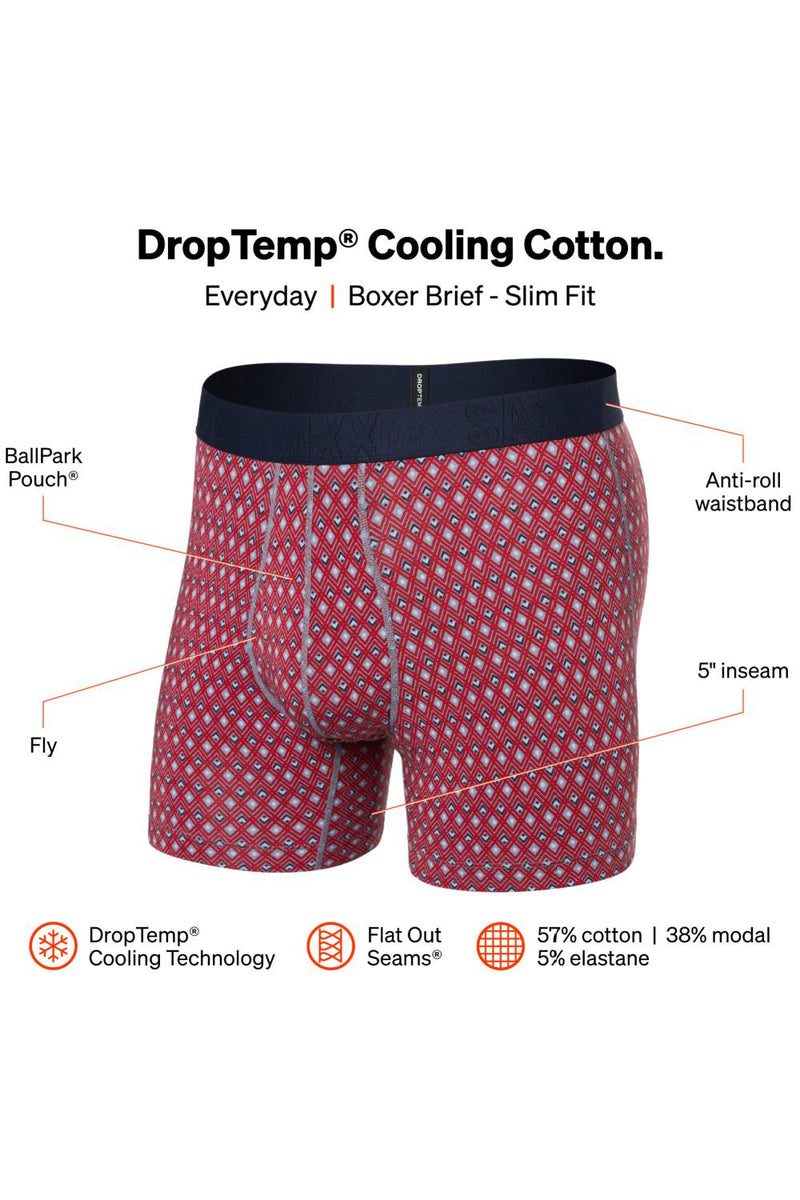 SAXX Droptemp Cool Cotton Boxer Brief SXBB44-VIN (Vintage Geo-Red)