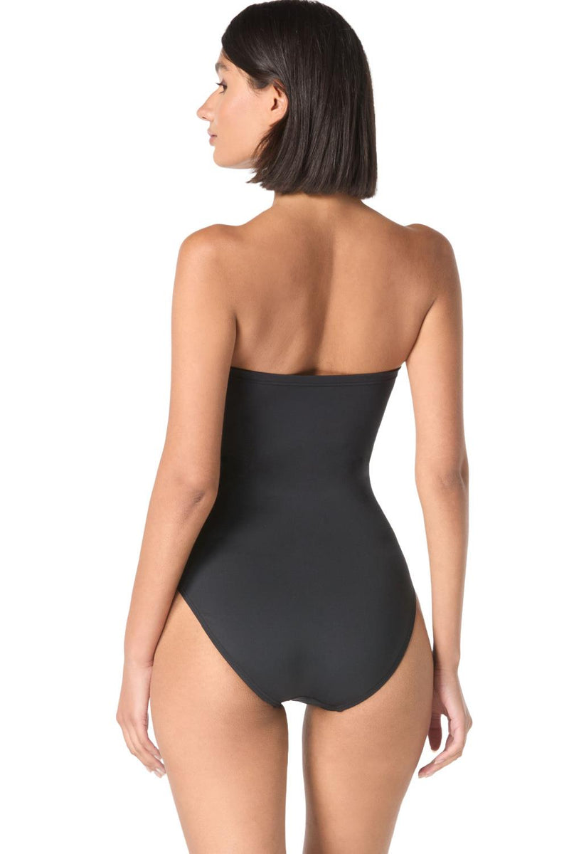 Kate Spade Bandeau Rosette One Piece Swimsuit, Black (S7C451)