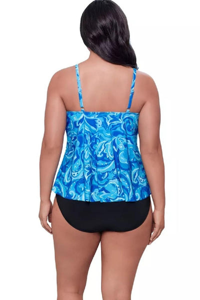 Trimshaper Swim Ronnie Tumbled Paisley Tankini, Blue Multi (6550937)