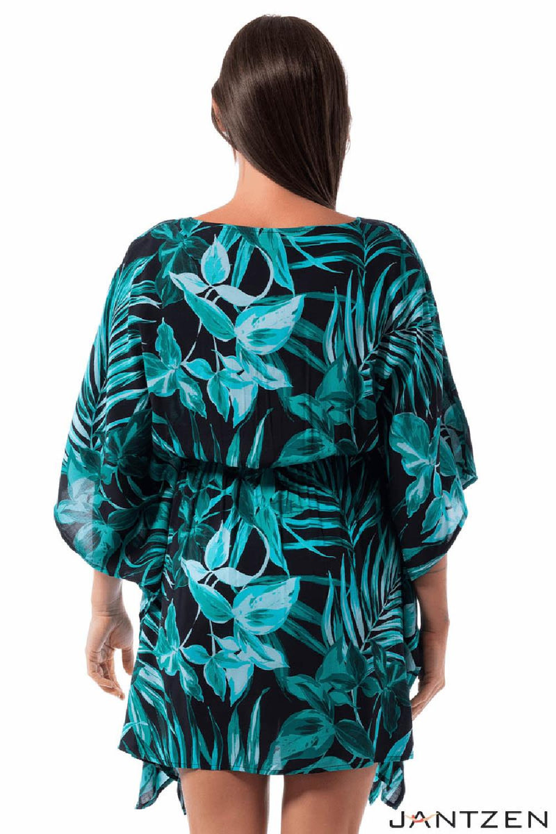 Jantzen Bold Paradise June Short Tunic Cover Up, Black (JZ25090C)