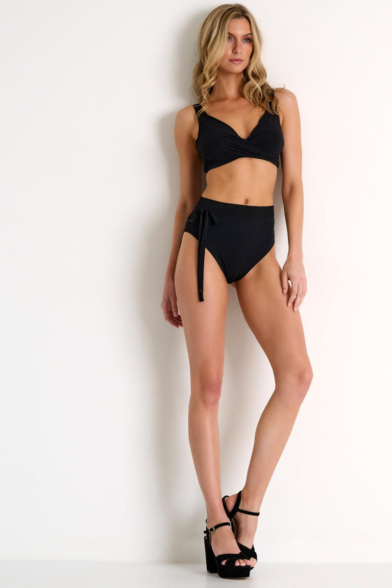 Shan Classic High Waist Bikini Bottom, Black (42560-37)