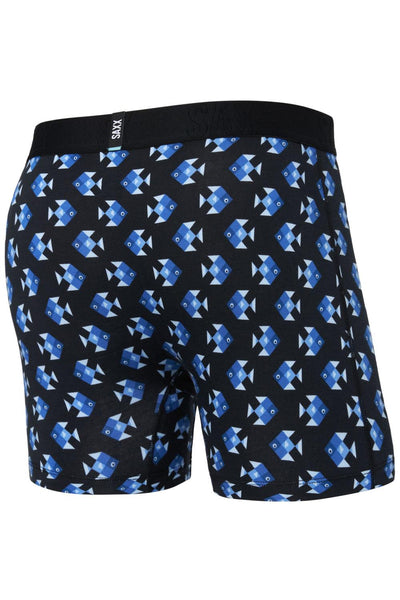 SAXX Droptemp Cool Cotton Boxer Brief SXBB44-AQU (Aquatic Check-Black)