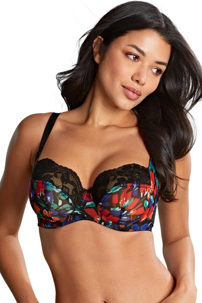 Panache Nina Balcony Underwire Bra, Black/Floral (10941)