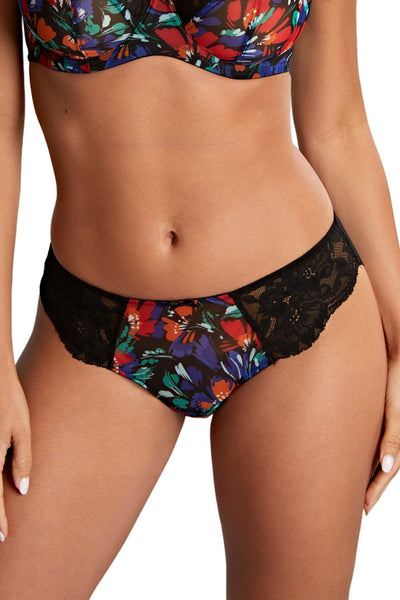 Panache Nina Brazilian Panty, Black/Floral (10942)