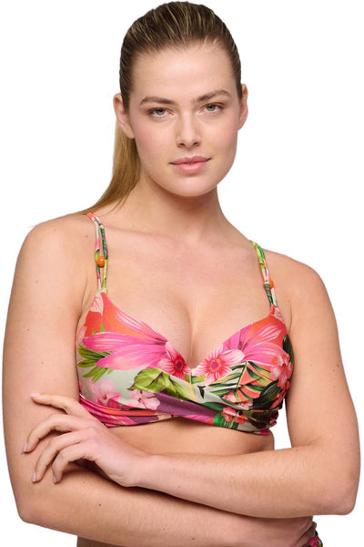 Marie Jo Swim Norma Jeanne Padded Plunge Bikini Top, Tropical Sunset (1008016)