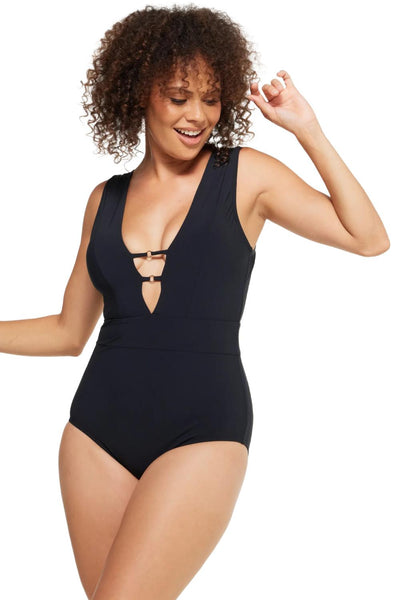 Togs Black Microfibre V-Ultra Swimsuit, Black (SB46FO)