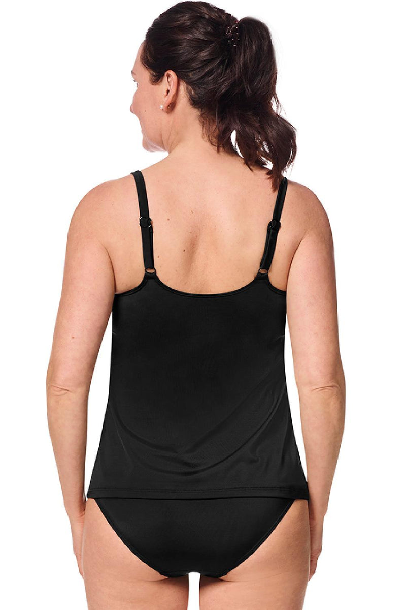 Amoena Ravello Mastectomy A-Line Tankini Top, Black/Silver (71733)