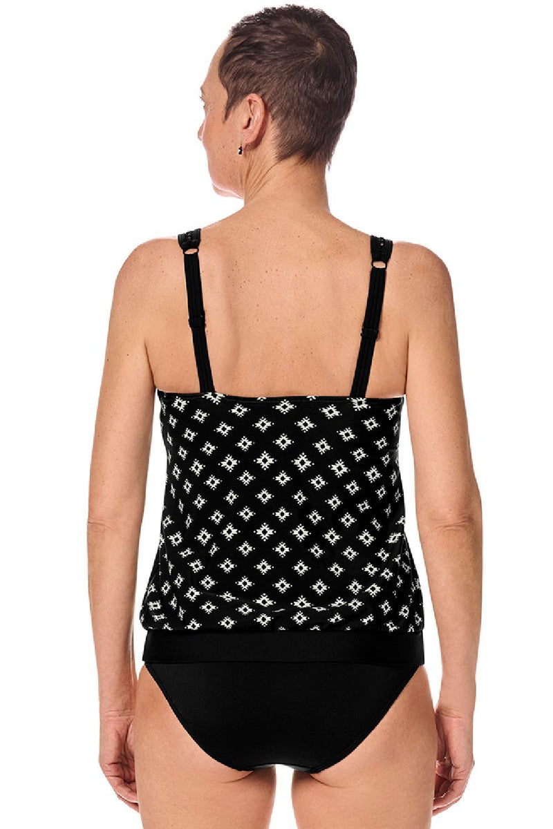 Amoena Palermo Mastectomy Tankini, Black/Off-White (71747)