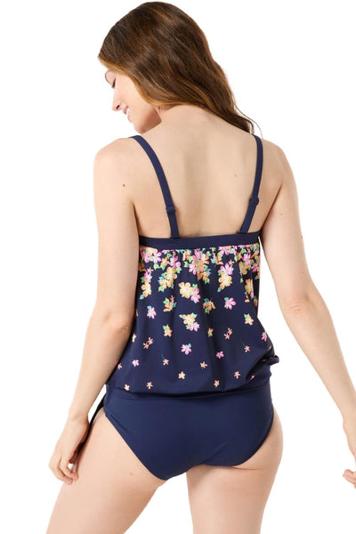 Beach House Floral Rain Darcy Blouson Tankini Top, Admiral (H4E731)