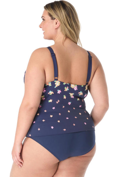 Beach House Plus Floral Rain Blair High Neck Tankini Top, Admiral (HW4E130)