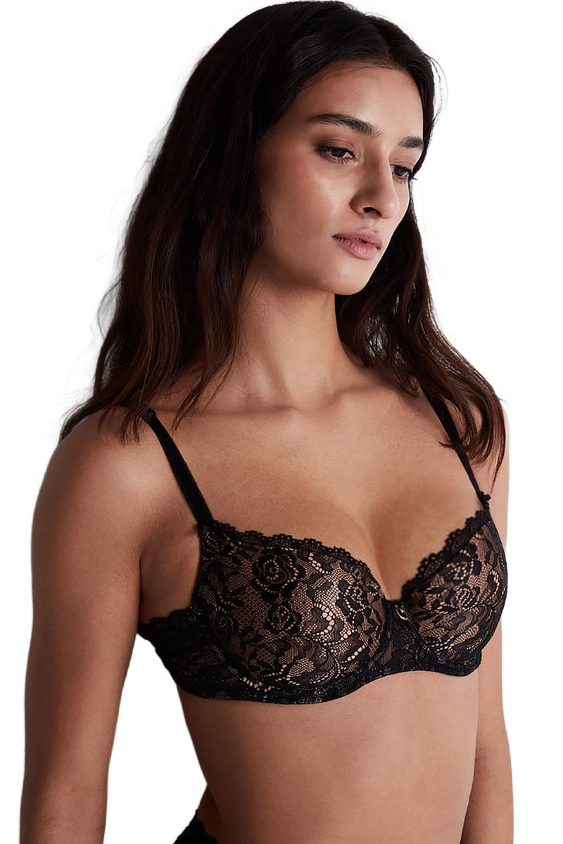 Aubade Rosessence Moulded Half-Cup Bra, Black (2KN04)