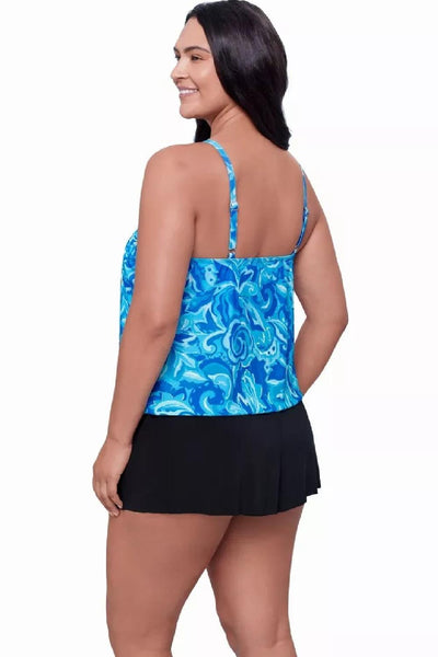 Trimshaper Swim Farrah Tumbled Paisley Romper, Blue Multi (6550936)