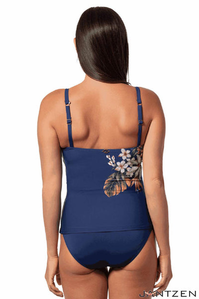 Jantzen Palm Delight Eden Cami Tankini Top, Panteon Blue (JZ25283T)