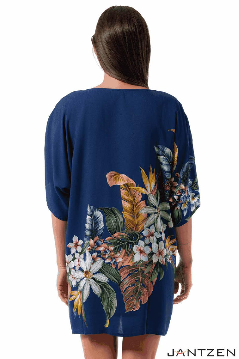 Jantzen Palm Delight Celia Tunic Coverup, Panteon Blue (JZ25287C)