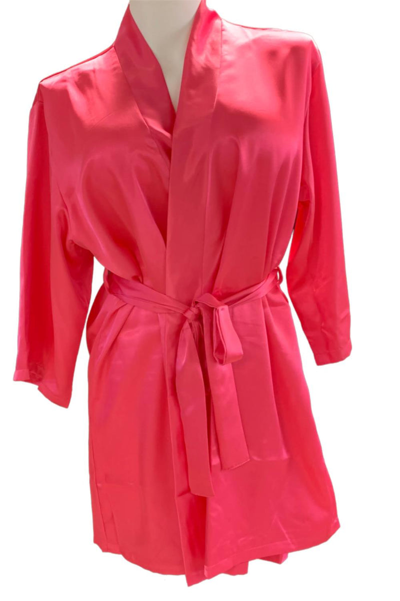 iCollection Satin Robe, Fuschia 7893