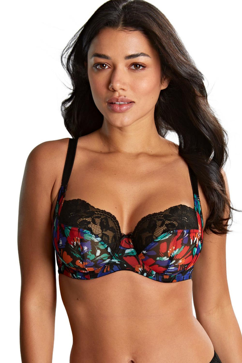 Panache Nina Balcony Underwire Bra, Black/Floral (10941)