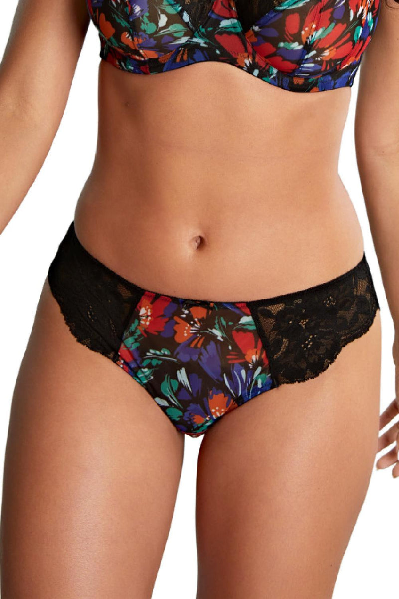 Panache Nina Brazilian Panty, Black/Floral (10942)