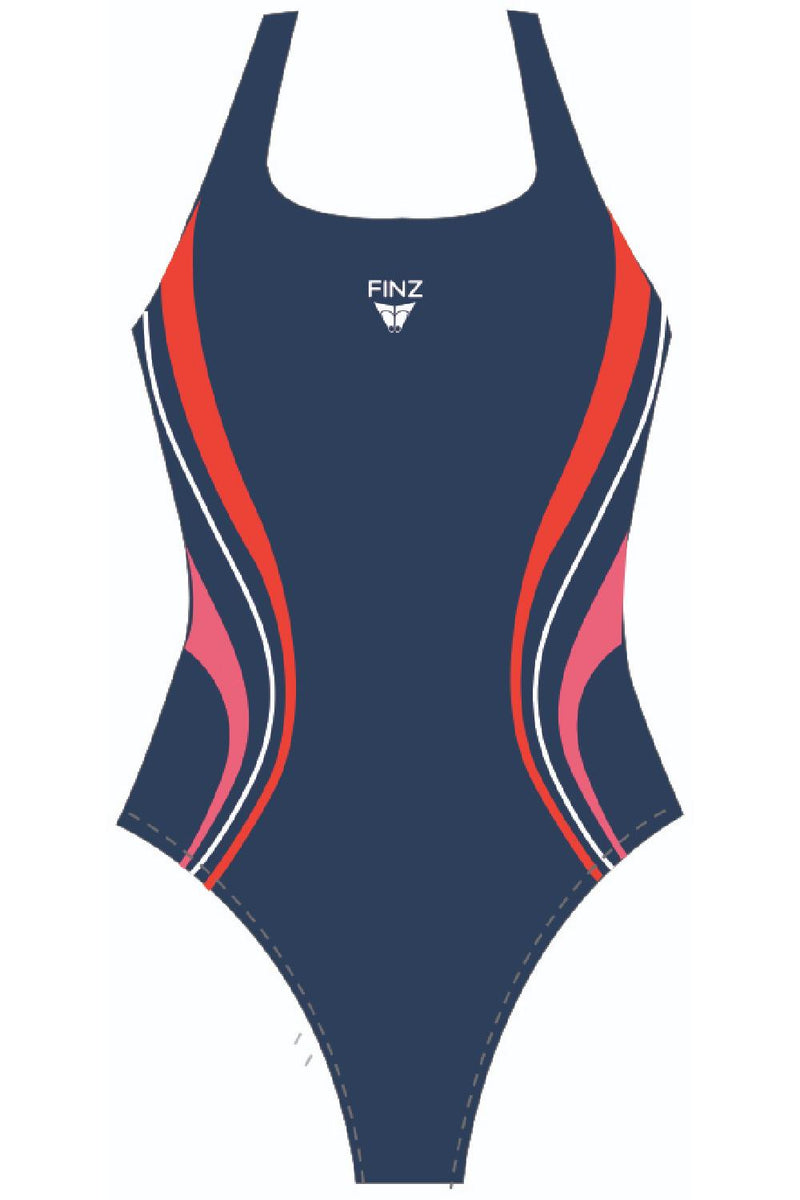 Finz Sway Action Splice One Piece Swimsuit, Navy/ Red Hot (FZW1681C)