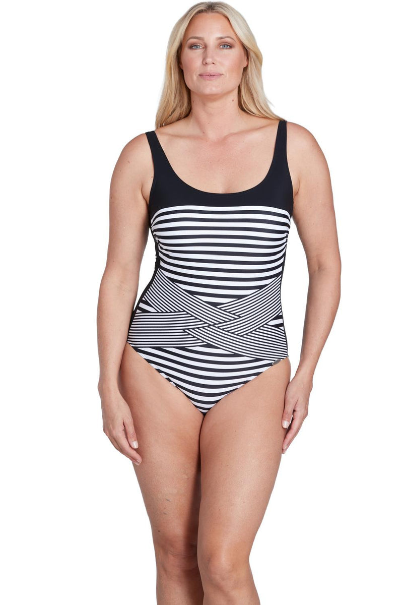 Sunflair One Piece Swimsuit, Black / White (22235)