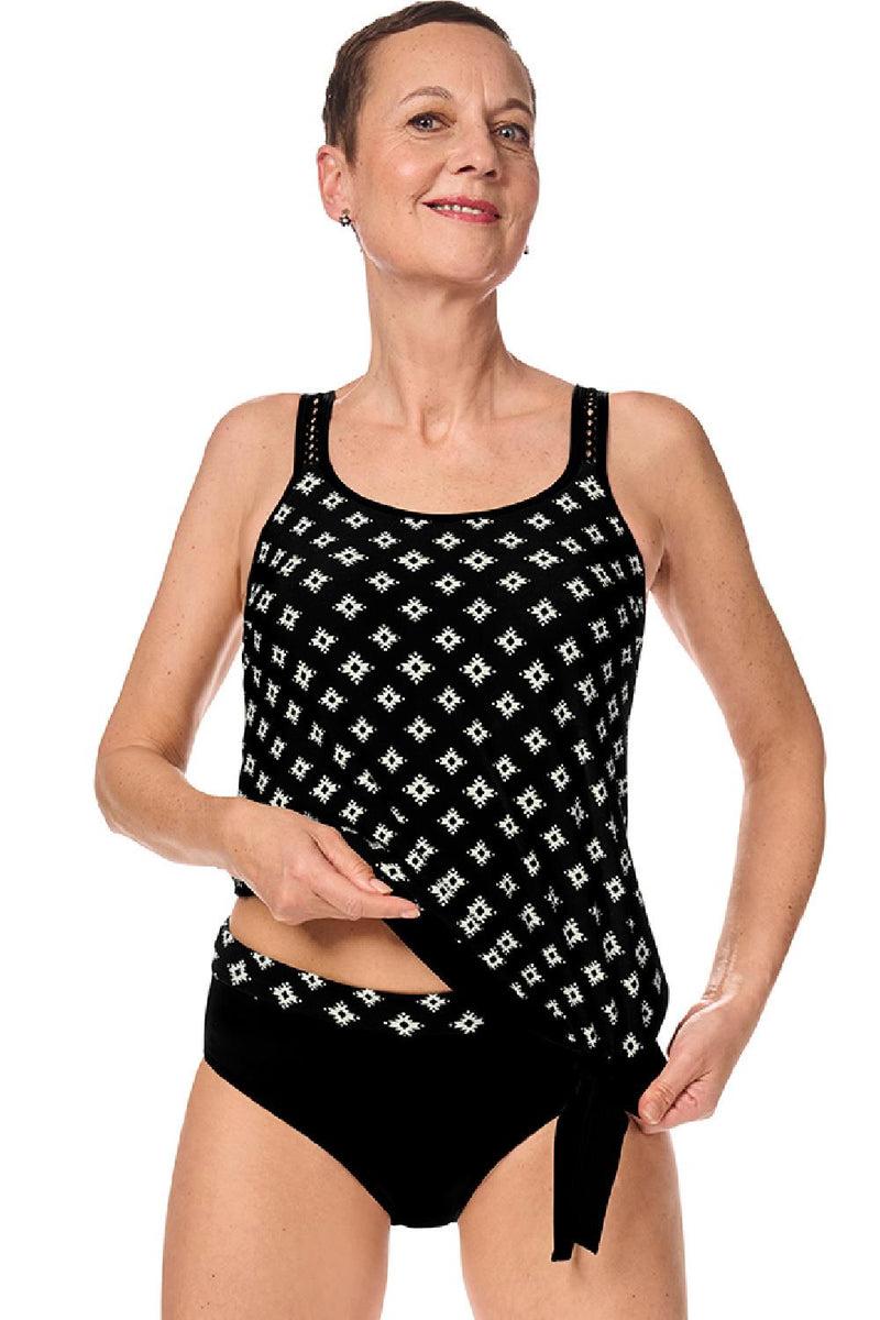 Amoena Palermo Mastectomy Tankini, Black/Off-White (71747)