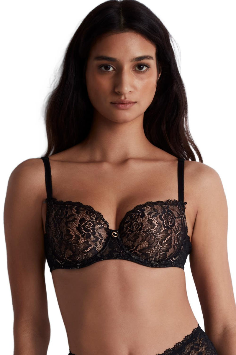 Aubade Rosessence Moulded Half-Cup Bra, Black (2KN04)