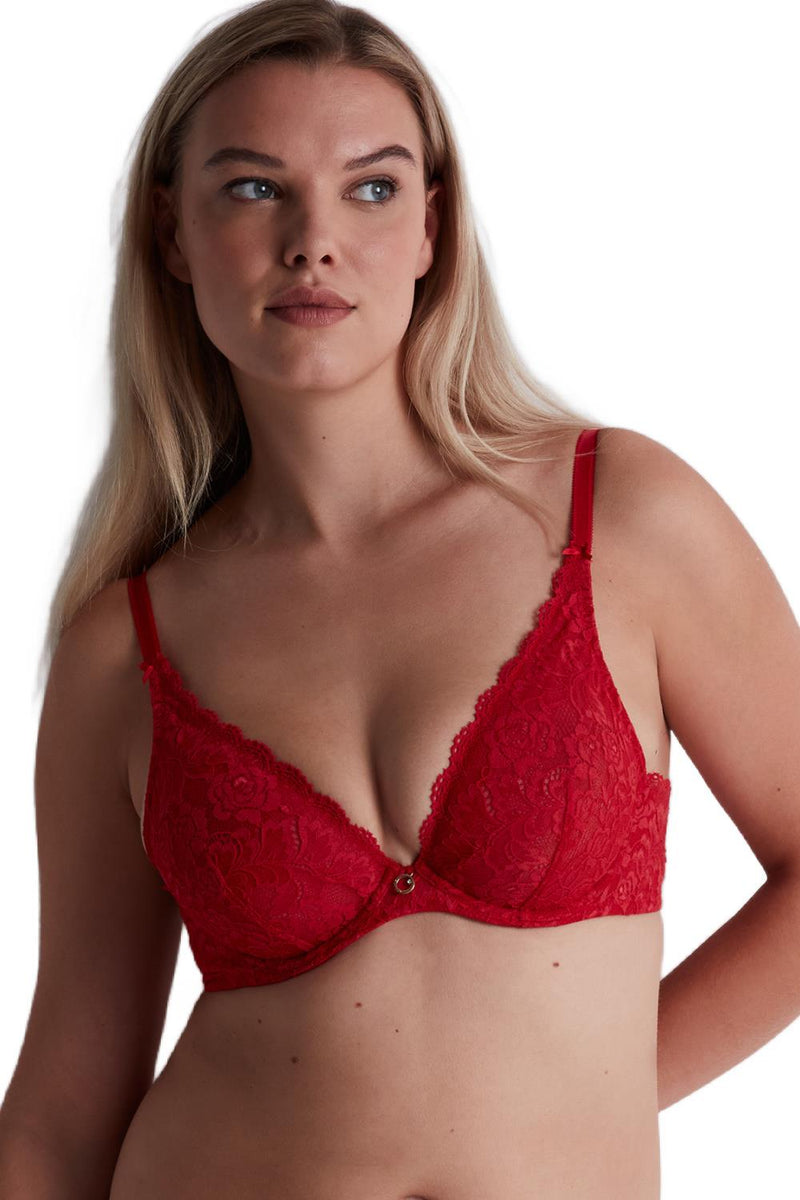 Aubade Rosessence Underwired Triangle Plunge Bra, Rouge Gala (2KF12)