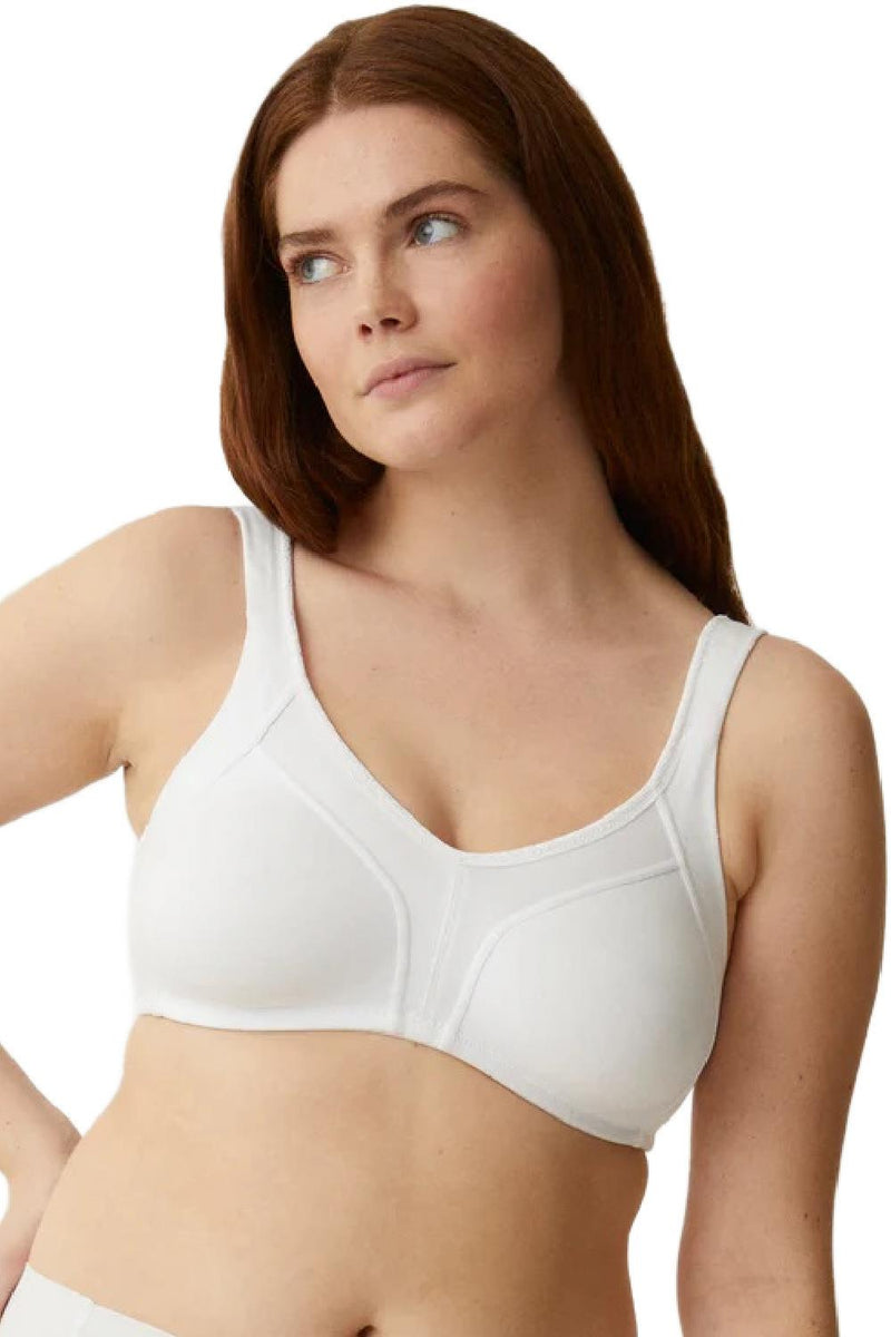 Naturana Heritage Minimizer and Side Smoother Wireless 90% Cotton Bra, White (5332)