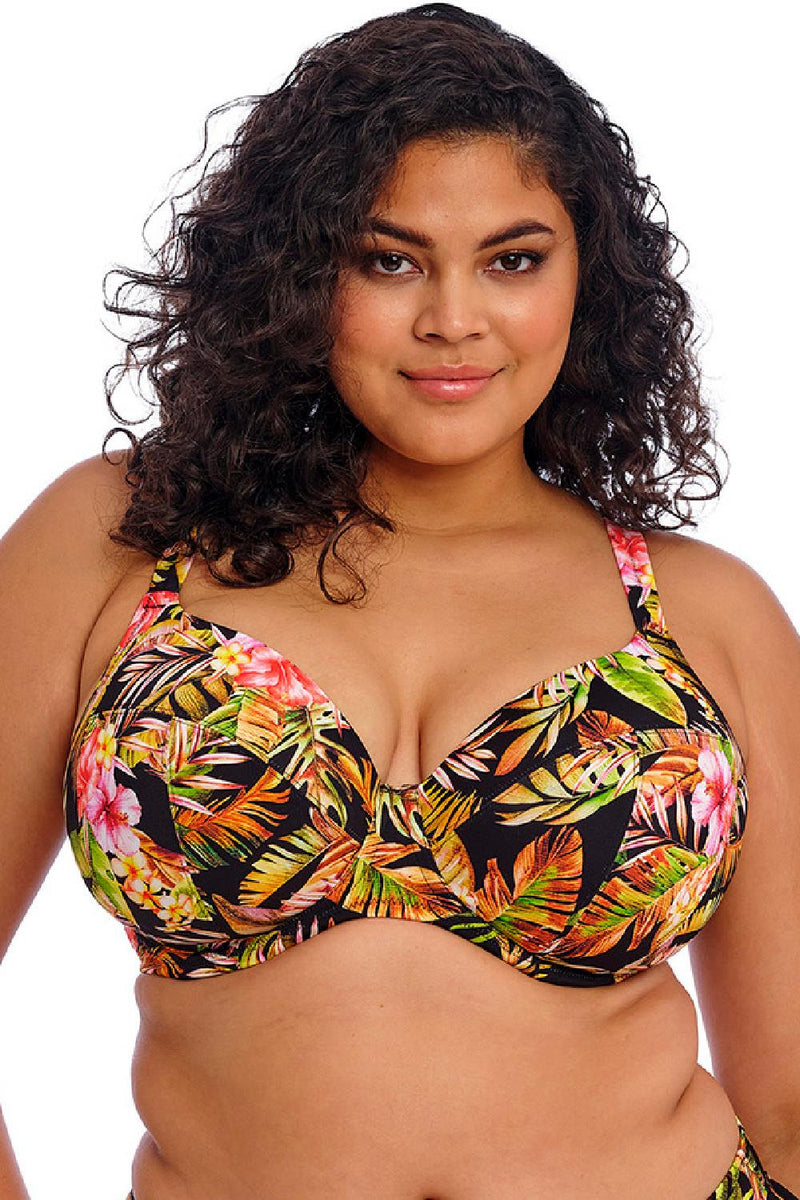 Elomi Tiger Valley Underwired Plunge Bikini Top, Black (ES802302)