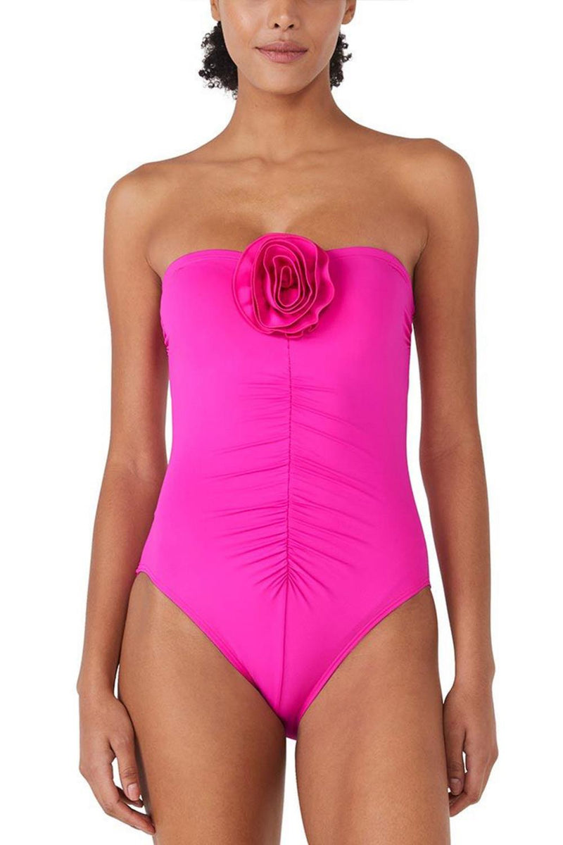 Kate Spade Bandeau Rosette One Piece Swimsuit, Vivid Snapdragon (S7C451)