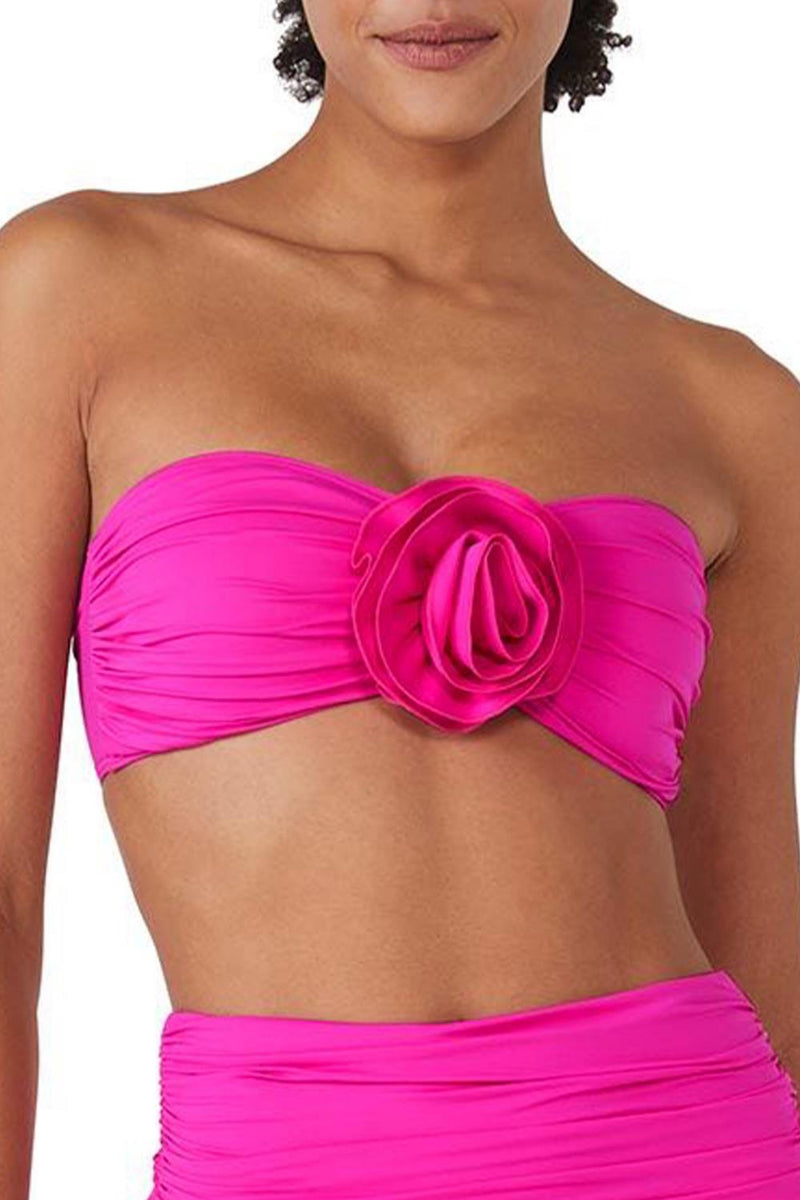 Kate Spade Swim Rosette Bandeau Top, Vivid Snapdragon (S7C456)