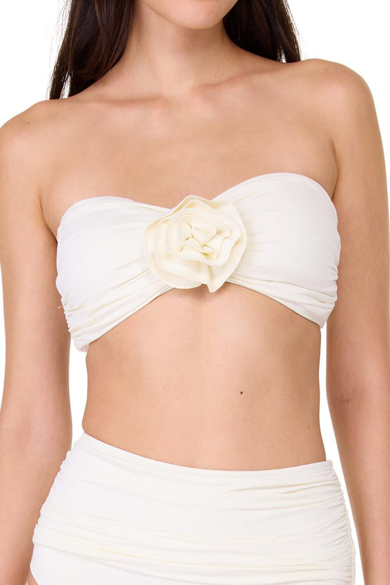 Kate Spade Swim Rosette Bandeau Top, Cream (S7C456)