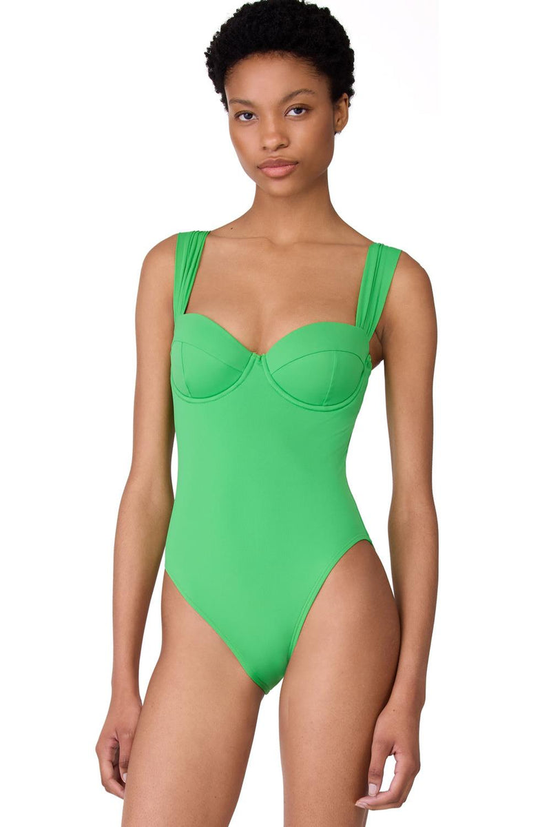 Kate Spade Underwired Shirred One Piece Swimsuit, Fern Moss (S8C491)