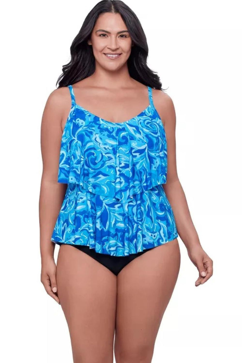 Trimshaper Swim Ronnie Tumbled Paisley Tankini, Blue Multi (6550937)