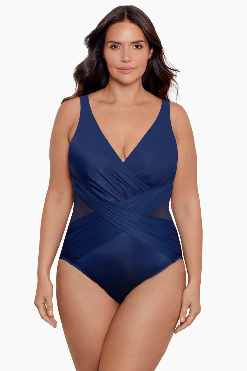 Miraclesuit Plus size Crossover One Piece Swimsuit, Midnight (6519089W)