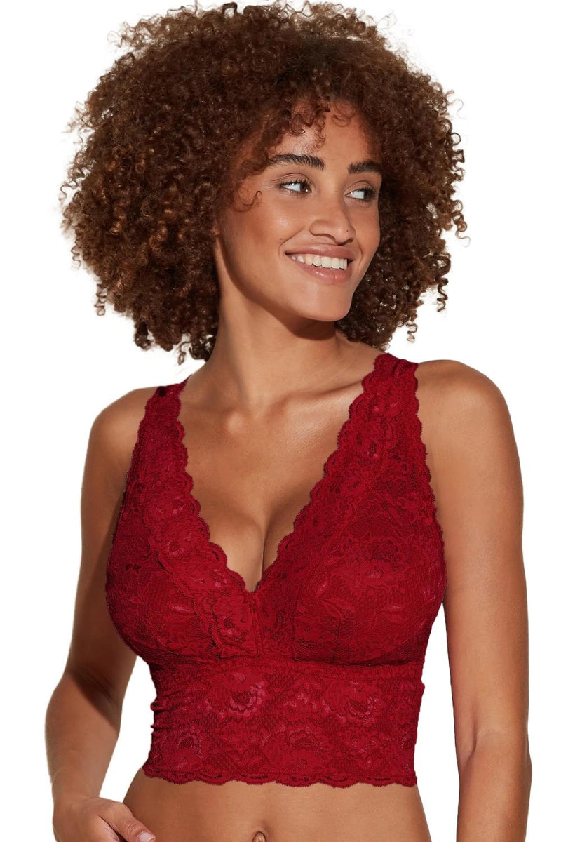 Cosabella Never Say Never Curvy Plungie Longline Bralette, Sindoor Red (NEVER1385)