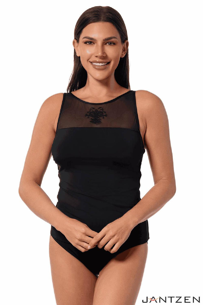 Jantzen Royal Black Andrea Tankini Top, Black (JZ25040T)