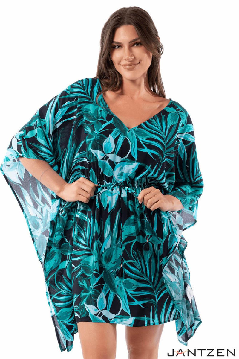 Jantzen Bold Paradise June Short Tunic Cover Up, Black (JZ25090C)