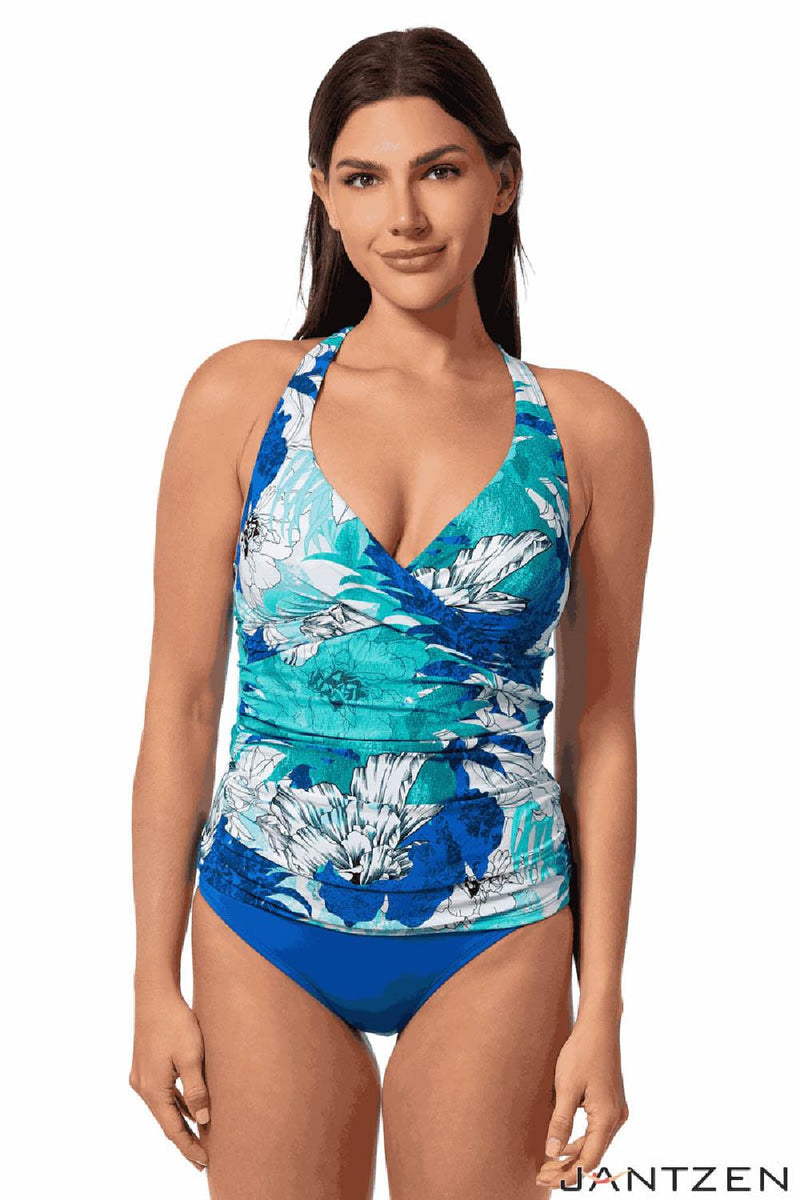 Jantzen Glowing Fields Louise Wrap Tankini Top, Cobalt (JZ25182T)