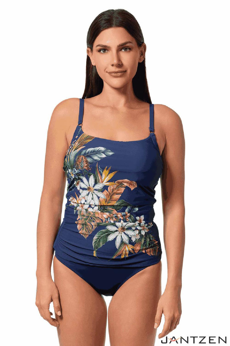 Jantzen Palm Delight Eden Cami Tankini Top, Panteon Blue (JZ25283T)