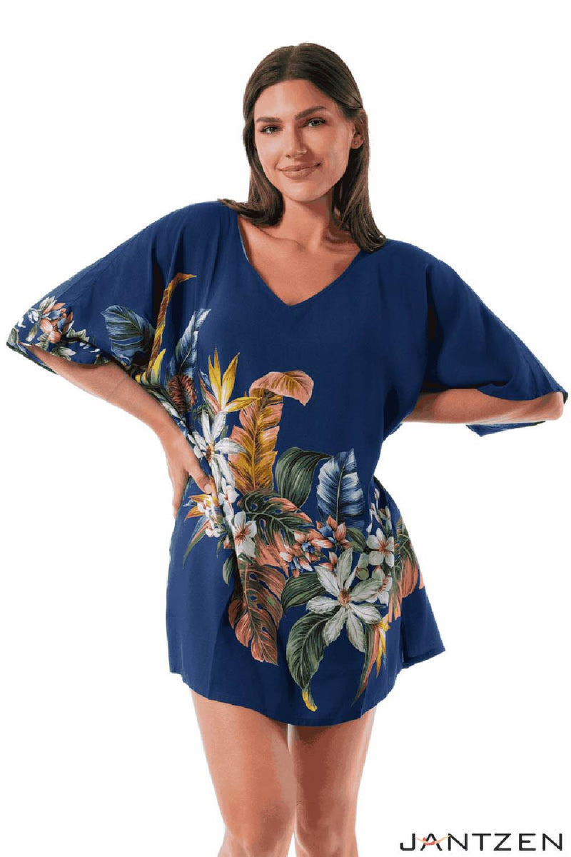 Jantzen Palm Delight Celia Tunic Coverup, Panteon Blue (JZ25287C)